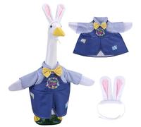 Watayo 2 Pcs/Set Easter Porch Goose Outfits, Happy Easter Bunny Lawn Goose Costume, Cute Garden Goose Clothes Suspender Skirt and Bunny Ears Headband for 23" High Statue Spring Patio Yard Decor