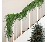 Watayo 4 Pcs Christmas Norfolk Pine Garland- 6 Ft Dense Real Touch Pine Garland Ornament- Realistic Artificial Pine Greenery Garlands for Mantle, Table, Fireplace, Indoor, Outdoor Christmas Decoration