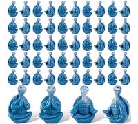 Watayo 48 Pcs Mini Sea Turtle Meditation Yoga Figurines, Miniature Zen Yoga Turtle Resin Statue, Coastal Beach Tiny Meditating Turtles Decor for Home Office Table Garden Decor Gifts DIY Crafts