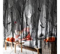 Watayo 500x39 Inch Large Size Halloween Creepy Cloth-Halloween Black Scary Spooky Cloth-Windows Doorways Cover Gauze for Halloween Party Haunted House Decor
