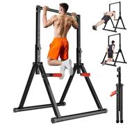 WATBKHE Power Tower Pull Up Dip Station Foldable, Pull Up Bar Station Adjustable, Multi-Function Home Gym, Strength Training Fitness Equipment (Black)