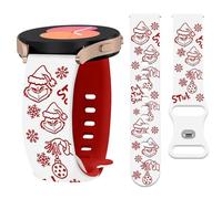 Watbro 20mm Christmas Engraved Band Compatible with Samsung Galaxy Watch 7 6 5 4 FE 40 44mm Band for Women Men,Cute Snowman Engraved Strap for Active 2/Galaxy Watch 3 41mm/Garmin Vivoactive 7/Venu