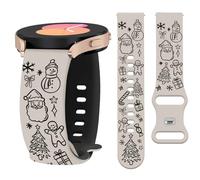 Watbro 20mm Christmas Engraved Band Compatible with Samsung Galaxy Watch 7 6 5 4 FE 40 44mm Band for Women Men,Cute Snowman Engraved Strap for Active 2/Galaxy Watch 3 41mm/Garmin Vivoactive 7/Venu