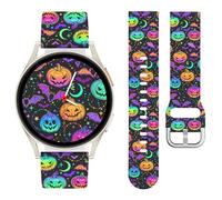 Watbro 20mm Halloween Band Compatible with Samsung Galaxy Watch 7 6 5 4 FE 40 44mm Bands for Women Men,Cute Holiday Sport Pumpkin Strap for Active 2/Galaxy Watch 3 41mm/Garmin Vivoactive 5/Venu