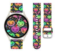 Watbro 20mm Halloween Band Compatible with Samsung Galaxy Watch 7 6 5 4 FE 40 44mm Bands for Women Men,Cute Holiday Sport Pumpkin Strap for Active 2/Galaxy Watch 3 41mm/Garmin Vivoactive 5/Venu