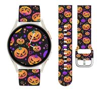 Watbro 20mm Halloween Band Compatible with Samsung Galaxy Watch 7 6 5 4 FE 40 44mm Bands for Women Men,Cute Holiday Sport Pumpkin Strap for Active 2/Galaxy Watch 3 41mm/Garmin Vivoactive 5/Venu