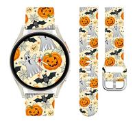 Watbro 20mm Halloween Band Compatible with Samsung Galaxy Watch 7 6 5 4 FE 40 44mm Bands for Women Men,Cute Holiday Sport Pumpkin Strap for Active 2/Galaxy Watch 3 41mm/Garmin Vivoactive 5/Venu