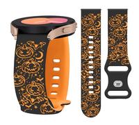 Watbro 20mm Halloween Pumpkin Engraved Band Compatible with Samsung Galaxy Watch 7 6 5 4 FE 40 44mm Band for Women Men,Thanksgiving Strap for Active 2/Galaxy Watch 3 41mm/Garmin Vivoactive 8/Venu