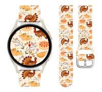 Watbro 20mm Thanksgiving Day Band Compatible with Samsung Galaxy Watch 7 6 5 4 FE 40 44mm Bands for Women Men,Cute Holiday Sport Pumpkin Strap for Active 2/Galaxy Watch 3 41mm/Garmin Vivoactive 5/Venu