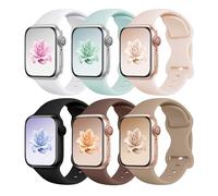 Watbro 6 Pack Sport Silicone Bands Compatible with Apple Watch 38mm 40mm 41mm 42mm 44mm 45mm 46mm 49mm, Waterproof Strap for iWatch Series 11 10 9 Ultra 8 7 6 5 4 3 2 1 SE Women Men