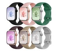Watbro 6 Pack Sport Silicone Bands Compatible with Apple Watch 38mm 40mm 41mm 42mm 44mm 45mm 46mm 49mm, Waterproof Strap for iWatch Series 11 10 9 Ultra 8 7 6 5 4 3 2 1 SE Women Men