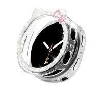Watbro Cartoon Bow Cat Bling Case for Samsung Galaxy Watch 8 2025 Bling Protector Cover 40mm,Cute Crystal Diamond Hard PC Bumper Protective for Women Accessories