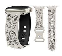 Watbro Christmas Engraved Band Compatible with Apple Watch 38mm 40mm 41mm 42mm 44mm 45mm 49mm Women Men,Cute Snowman Engraved Strap for iWatch Series 11 10 9 8 7 6 5 4 3 2 1 SE Ultra