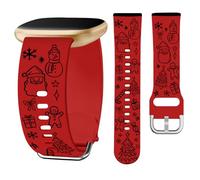 Watbro Christmas Engraved Band Compatible with Fitbit Versa 3 / Sense/Fitbit Versa 4 / Sense 2 Bands for Women Men,Soft Silicone Cute Snowman Engraved Strap