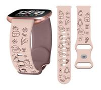 Watbro Christmas Engraved Band Compatible with Fitbit Versa/Lite/Fitbit Versa 2 Bands for Women Men,Soft Silicone Cute Snowman Engraved Strap