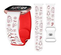 Watbro Christmas Engraved Band Compatible with Fitbit Versa/Lite/Fitbit Versa 2 Bands for Women Men,Soft Silicone Cute Snowman Engraved Strap