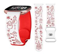 Watbro Christmas Engraved Band Compatible with Fitbit Versa/Lite/Fitbit Versa 2 Bands for Women Men,Soft Silicone Cute Snowman Engraved Strap