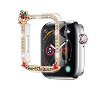 Watbro Christmas Protective Case Compatible for Apple Watch 40mm 41mm 44mm 45mm Diamond,Christmas Case for iWatch SE/Series 9/8/7/6/5/4,All-Around Edge Protective Cover Frame No Screen Protector
