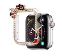 Watbro Christmas Protective Case Compatible for Apple Watch 40mm 41mm 44mm 45mm Diamond,Christmas Case for iWatch SE/Series 9/8/7/6/5/4,All-Around Edge Protective Cover Frame No Screen Protector