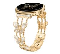 Watbro Gold Butterfly Bling Metal Band Compatible With Samsung Galaxy Watch 8 40mm 44mm / Galaxy Watch 8 Classic 46mm Band for Women,Sparkly Elegant Replacement Strap