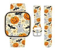 Watbro Halloween Holiday Band Compatible with Fitbit Versa 3 / Sense/Fitbit Versa 4 / Sense 2 Bands for Women Men,Soft Silicone Cute Sport Pumpkin Strap