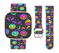 Watbro Halloween Holiday Band Compatible with Fitbit Versa 3 / Sense/Fitbit Versa 4 / Sense 2 Bands for Women Men,Soft Silicone Cute Sport Pumpkin Strap