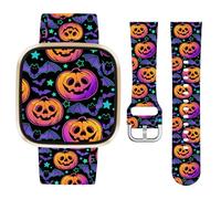 Watbro Halloween Holiday Band Compatible with Fitbit Versa 3 / Sense/Fitbit Versa 4 / Sense 2 Bands for Women Men,Soft Silicone Cute Sport Pumpkin Strap