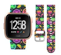 Watbro Halloween Holiday Band Compatible with Fitbit Versa/Lite/Fitbit Versa 2 Bands for Women Men,Soft Silicone Cute Sport Pumpkin Strap