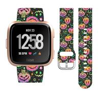 Watbro Halloween Holiday Band Compatible with Fitbit Versa/Lite/Fitbit Versa 2 Bands for Women Men,Soft Silicone Cute Sport Pumpkin Strap