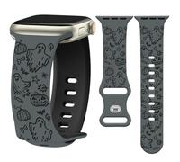 Watbro Halloween Pumpkin Engraved Band Compatible with Apple Watch 38mm 40mm 41mm 42mm 44mm 45mm 49mm Women Men,Cute Thanksgiving Day Strap for iWatch Series 10 9 8 7 6 5 4 3 2 1 SE Ultra