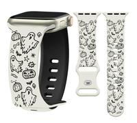 Watbro Halloween Pumpkin Engraved Band Compatible with Apple Watch 38mm 40mm 41mm 42mm 44mm 45mm 49mm Women Men,Cute Thanksgiving Day Strap for iWatch Series 10 9 8 7 6 5 4 3 2 1 SE Ultra