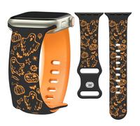 Watbro Halloween Pumpkin Engraved Band Compatible with Apple Watch 38mm 40mm 41mm 42mm 44mm 45mm 49mm Women Men,Cute Thanksgiving Day Strap for iWatch Series 10 9 8 7 6 5 4 3 2 1 SE Ultra