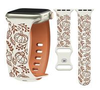 Watbro Halloween Pumpkin Engraved Band Compatible with Apple Watch 38mm 40mm 41mm 42mm 44mm 45mm 49mm Women Men,Cute Thanksgiving Day Strap for iWatch Series 10 9 8 7 6 5 4 3 2 1 SE Ultra