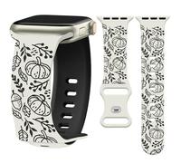 Watbro Halloween Pumpkin Engraved Band Compatible with Apple Watch 38mm 40mm 41mm 42mm 44mm 45mm 49mm Women Men,Cute Thanksgiving Day Strap for iWatch Series 10 9 8 7 6 5 4 3 2 1 SE Ultra