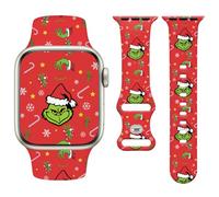 Watbro Holidays Watchband Compatible with Apple Watch 38mm 40mm 41mm 42mm 44mm 45mm 46mm 49mm for Men Women,Christmas Soft Silicone Replacement Strap for iWatch Series11 10 9 8 7 6 5 4 3 2 27 SE Ultra