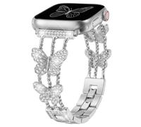 Watbro Silver Butterfly Bling Metal Band Compatible With Apple Watch Band 44mm/45mm/46mm/49mm/42mm, Luxury Sparkly Dressy Jewelry Strap For Women, iWatch Series 11/10/9/8/7/6/5/4/3/2/1/SE/Ultra