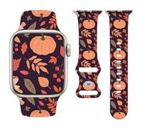 Watbro Thanksgiving Day Band Compatible with Apple Watch Pumpkin 38mm 40mm 41mm 42mm 44mm 45mm 49mm Women Men,Soft Silicone Cute Sport Strap for iWatch Series 10 9 8 7 6 5 4 3 2 1 SE Ultra