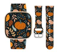 Watbro Thanksgiving Day Band Compatible with Fitbit Versa 3 / Sense/Fitbit Versa 4 / Sense 2 Bands for Women Men,Soft Silicone Cute Sport Pumpkin Strap