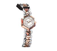 Watch 2pcs Luxury Women's Watch Diamond Dial Wrist Watches Hexagonal Glass Quartz Waterproof Wristwatch for Matching Dress Wrist Watch(Inter Rose Gold White)