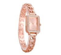 Watch 2pcs Women's Square Bracelet Watch Stainless Steel Band Quartz Rhinestones Adjustable Wristwatch is a Luxury Gift for Women Wrist Watch(Rose Gold)