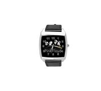 Watch Analogue Quartz with Real Leather Band Black Square for Pink Floyd Dark Side of The Moon Fan