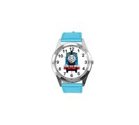 Watch Analogue Quartz with Real Leather Band Blue Round for Thomas The Train Fans