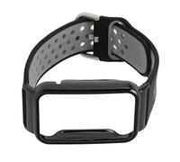 Watch Band Bumper Case, Stylish Portable Replacement Silicone Watch Band for Hiking for Running (Black Gray + Black Shell)
