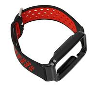 Watch Band Bumper Case, Stylish Portable Replacement Silicone Watch Band for Hiking for Running (Black Red + Black Shell)