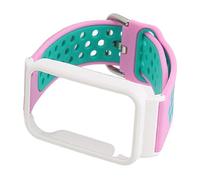 Watch Band Bumper Case, Stylish Portable Replacement Silicone Watch Band for Hiking for Running (Pink Green + White Shell)