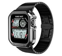 Watch Band Case Compatible 44mm 42mm 40mm 38mm Heavy Duty TPU Case Military Strap Protective Case for iWatch Series SE 7 6 5 4 3 2 1 Stainless Steel Band (), 38 mm