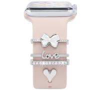 Watch Band Charms Set, Decorative Ring Loops Charms Compatible with Silicone Apple Watch Band 38 40 41 42 44 45 49mm, Chic Elegant Love Flower Diamond Wristband Accessories for iWatch Series Ultra 11