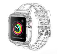 Watch Band Compatible for Apple Watch Series 6 5 4 3 2 1 SE Band - 38mm 40mm 42mm 44mm Clear Sports Band with Protective Bumper Case Transparent Cute Soft Watch Strap for Men and Women