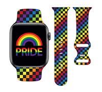 Watch Band Compatible with Apple Watch 38mm 40mm 41mm 42mm 44mm 45mm for Women Men Sport Silicone Wristbands Strap for IWatch Series 7 6 5 4 3 2 1 … (Lgbt Rainbow Pride, 38mm/40mm/41mm)