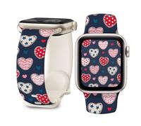 Watch Band Compatible with Apple Watch 38mm 40mm 41mm 42mm 44mm 45mm Soft Silicone Wristbands Replacement Strap with Classic Clasp for iWatch Series SE11 10 9 8 7 6 5 4 3 2 1（Lovely heart）